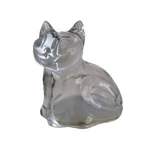 Crystal Cat Art Glass Sculpture Bohemian Czech Lead Glass Collectors Coin Bank